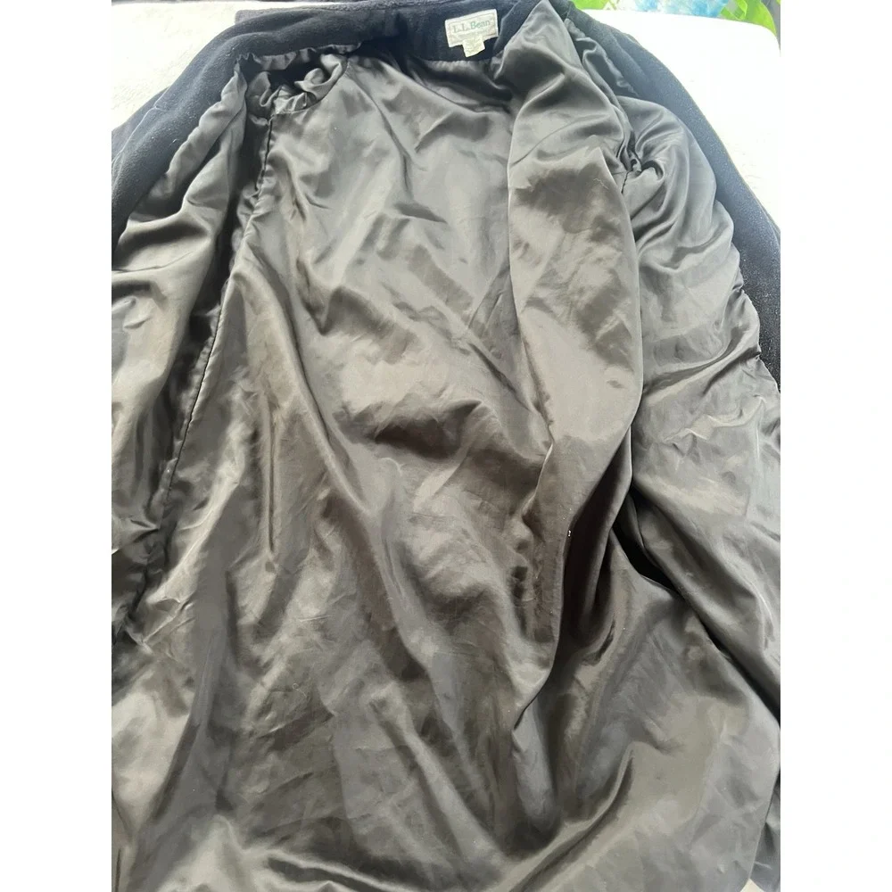 Vintage LL Bean Women's Wool Blend Long Trench Coat Black‎ Made In USA